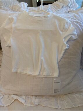 White Short Sleeve Cropped Shirt